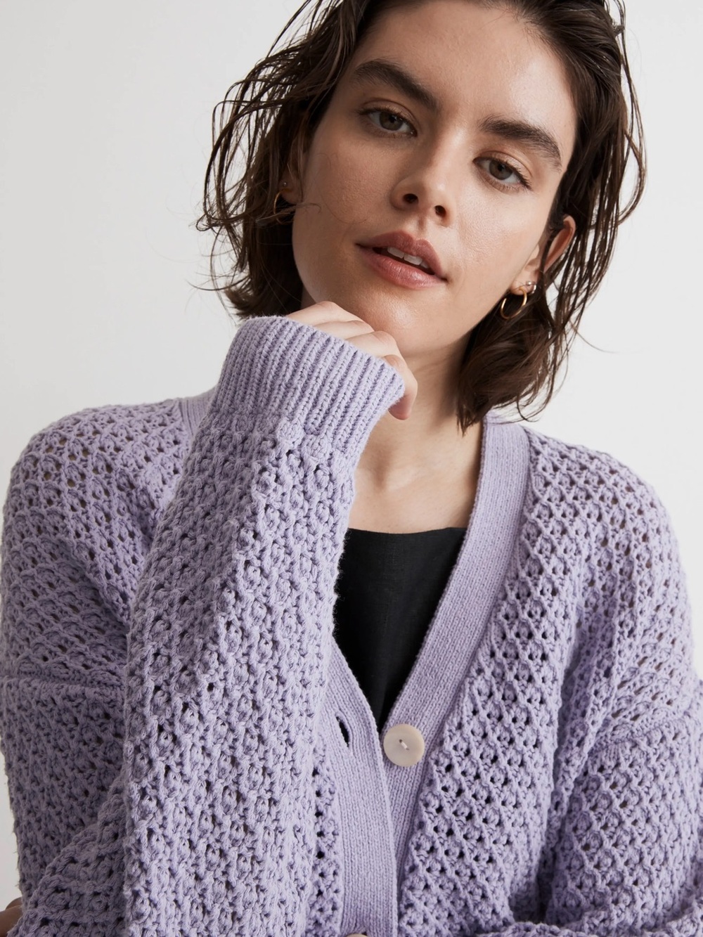 100% cotton lavender Madewell cardigan